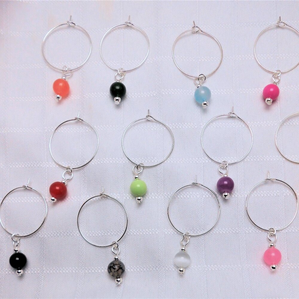 24 handmade identifiers for wine glasses or stemmed glasses